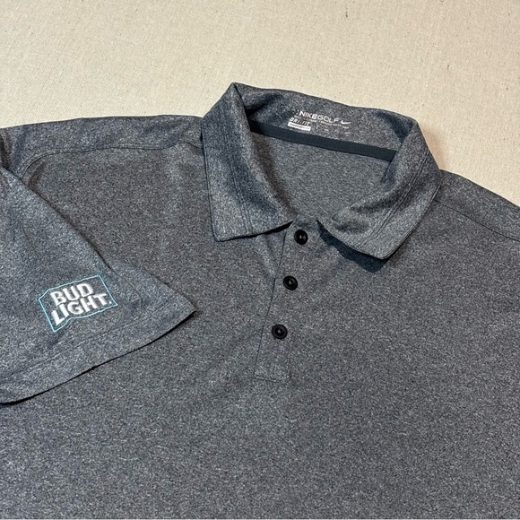 Nike Mens Size XXL Bud Light NFL Gray Short Sleeve Polo Shirt - Picture 1 of 6
